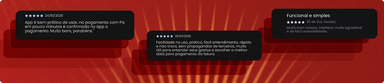 Avaliações dos clientes.